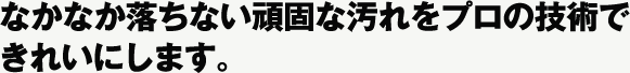 なかなか落ちない頑固な汚れをプロの技術できれいにします。